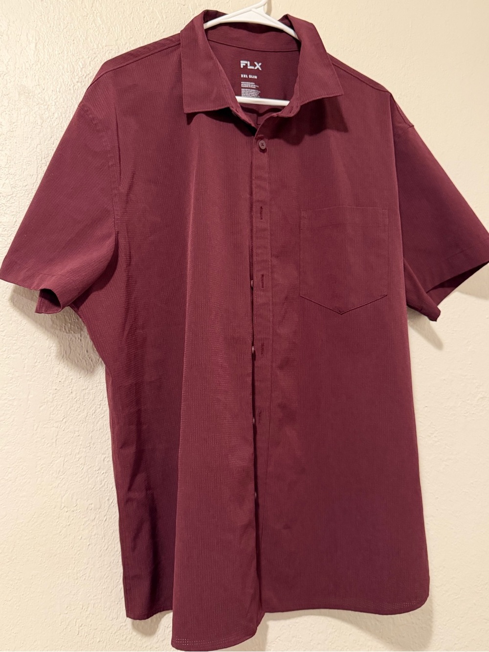 FLX Men's Casual Short-Sleeve Button-Down Shirt - Wine
